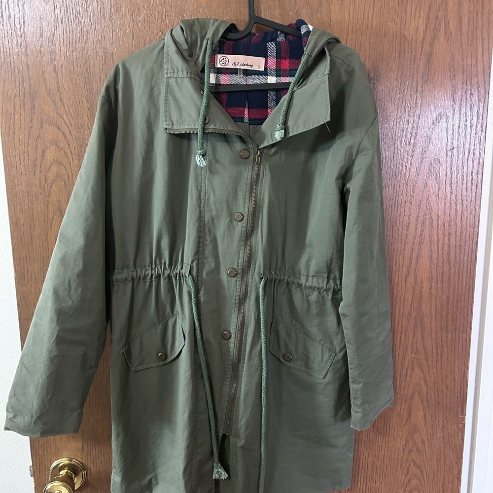 Olive Green Utility Jacket with Hood woman’s small